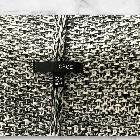 OBOE Sweater Cocoon Open Front SZ M/L Black White Gray Chunky Oversize Boho Knit - Picture 5 of 9